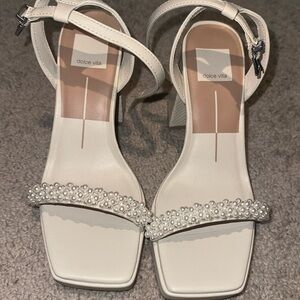 Brand New!! Dolce Vita Women's White Pearl-Embellished Sandals
